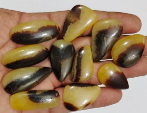 Natural Septarian Stone Fancy Cut Stone Beautiful Color yellow& black All Shape Round square oval marquis Top Quality Stone R-38