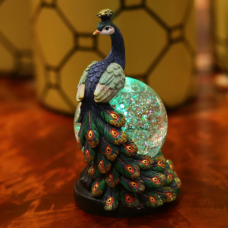 New Design Christmas Beautiful Gift Christmas Resin Peacock Crafts Home Office Decor For Sale