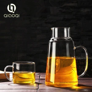 New design cool glass water kettle with glass cup lid