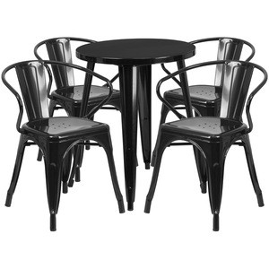 New Design Modern 31.5&#39;&#39; Round Dining Height Black Metal Outdoor Bistro Table and Chairs