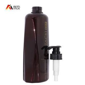 New design PET 900ml luxury brown disposable shampoo bottle packaging