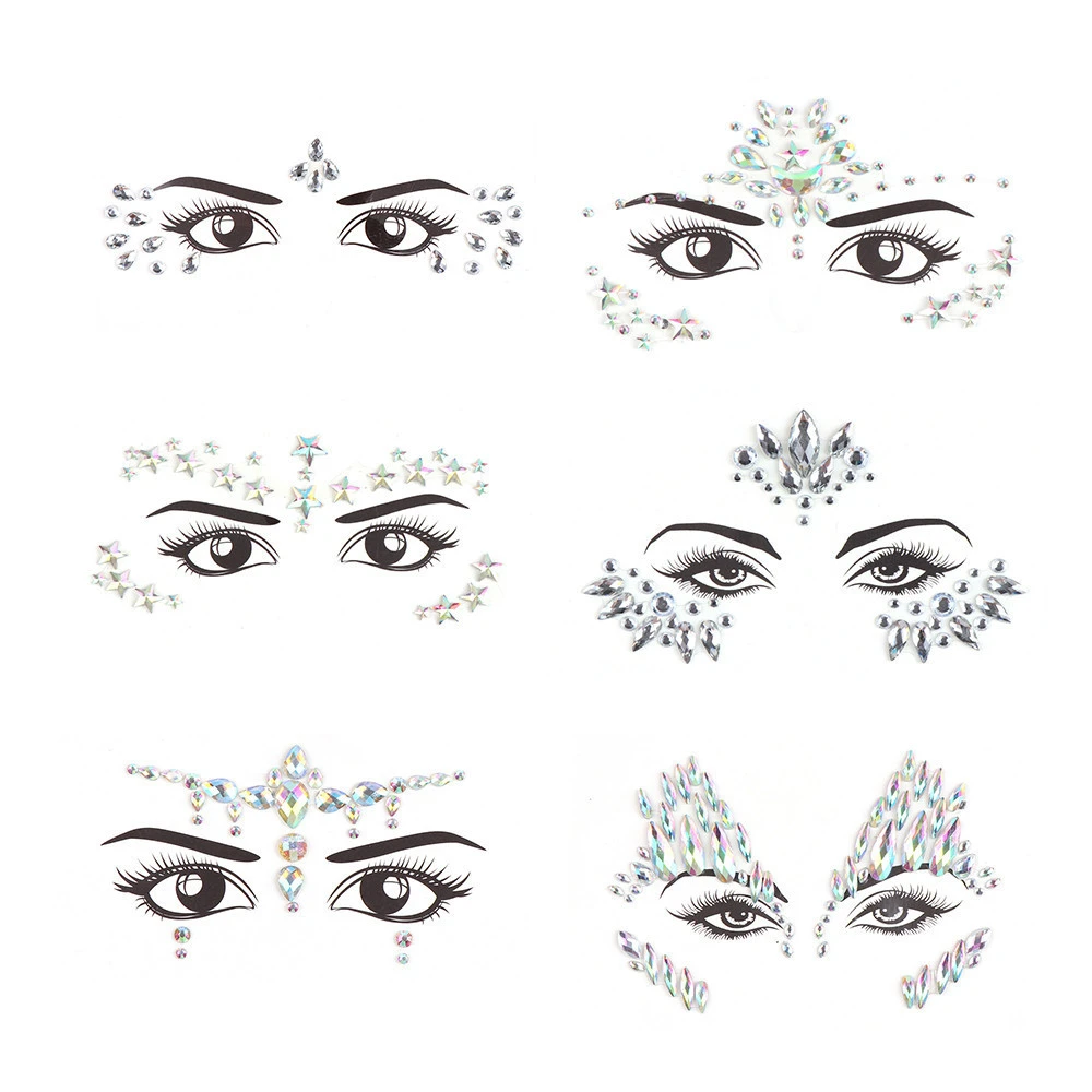 New Face Jewels Temporary Body Tattoo sticker rhinestone stickers face gems body art for festival birthday party decoration