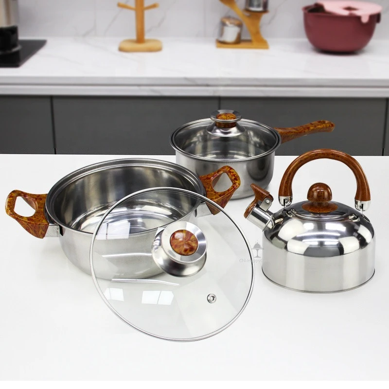 New products of the factory in 2021 Stainless steel cooking  pot ware non stick cookware set