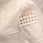 New Women Blouses Slim Bottoming Long-sleeve White Shirt Lace Hook Flower Hollow Plus Size S-5XL