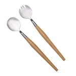 New Wood Handle Salad Servers including Salad Spoon and Salad Fork