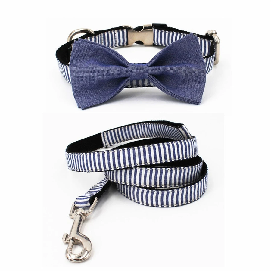 Nice Looking Fashion Personal CustomLow Price Pet Collar With Matching Leash And Bow Tie