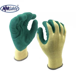 NMSAFETY 10 gauge quality yellow polycotton coated rubber latex work gloves
