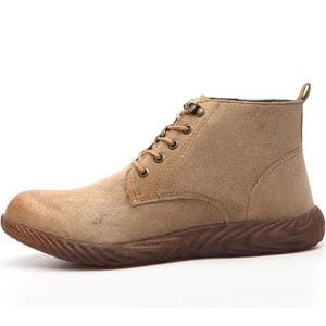 Non slip stock cheap fashionable industrial gaomi steel toe cap work men women lightweight genuine leather safety shoe boot