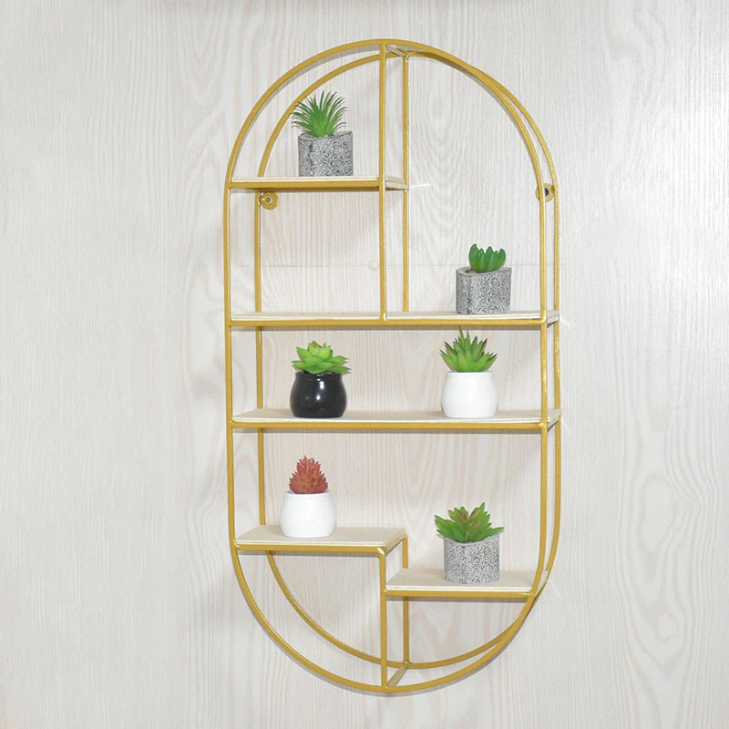 Nordic light luxury style home decoration creative gold wall hanging metal shelves wholesale