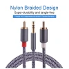 Nylon Braided 5ft 6ft Y Splitter Power Plug Twin Jacks Car Oem Stereo 3 Poles Av 3.5mm To 2 Rca Audio Auxiliary Y Aux Cable