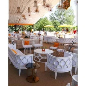 OEM American rental wedding wooden frame white velvet event furniture party sofa
