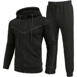 oem customized logo Mirror in a cross-section Mens fashion sports casual waffle zipper hooded suit, mens tracksuit.
