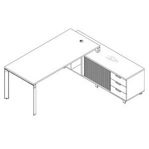 Office furniture set executive office desk with panel top and side cabinet aluminum support