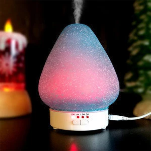 Okey-la glass in frosted blue and white dots decoration ultrasonic aroma air humidifier