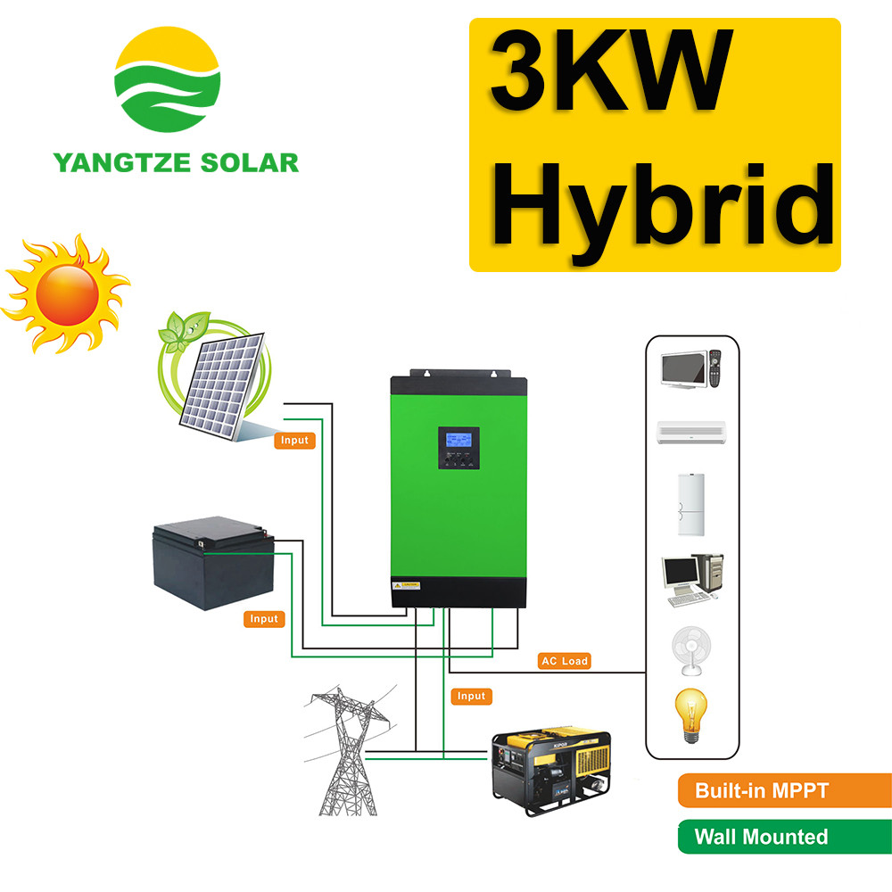 On grid and off gird multi function hybrid 3kw solar power system for home