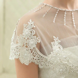One tier Shawl Soft tulle White French lace Wedding Dress Accessories Wedding Jacket Wedding Bolero bridal coat