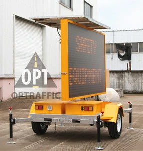 OPTRAFFIC Solar Led Display Road Sign Electronic Message Board Outdoor Mobile Led Screen Traffic Advertising Board VMS Trailer
