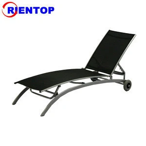 Outdoor aluminum black sling chaise lounge