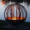 Outdoor steel sphere fire pit