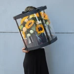 Over sized  PVC transparent panoramic festival round-shaped love hug bucket flower package flower gift box