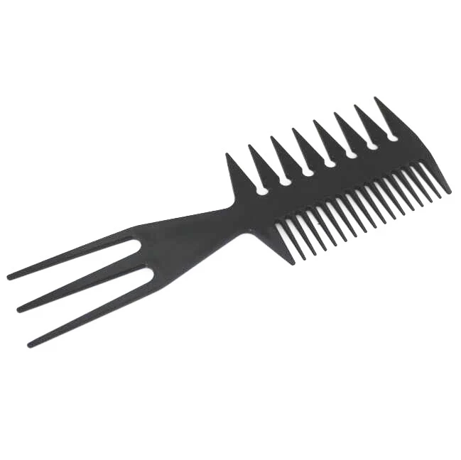 Plastic fork black hair combs with double side  teeth