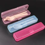 Plastic Storage Packaging Travel Portable Reusable Utensil Tableware Cutlery Flatware Knives Spoons Fork Set Box