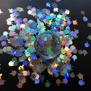 Poly Exclusive New Design Chunky Holographic Silver Middle Finger Glitter for Decoration