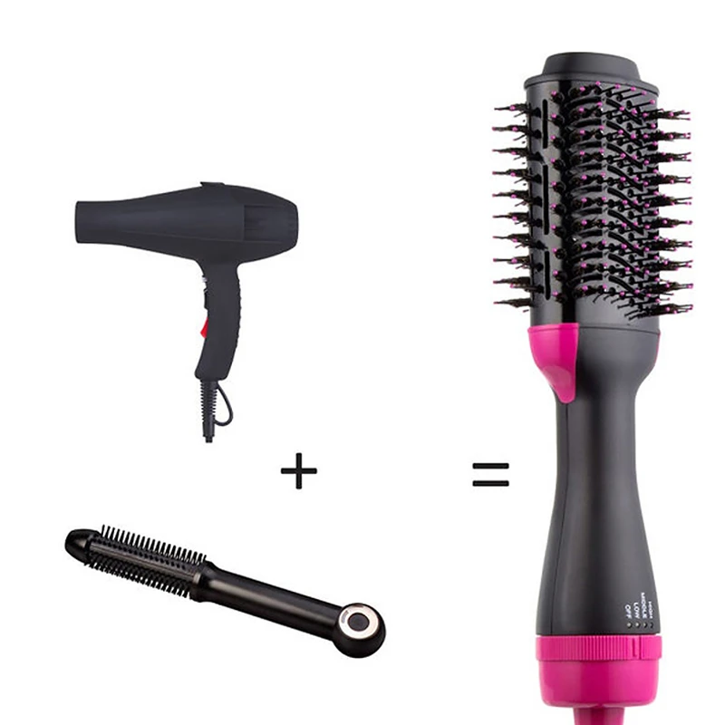 Popular Salon Negative Ion Ceramic Blow Dryer Brush 3 in 1 for Rotating Straightening and  Curling