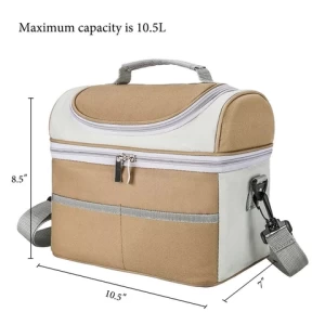 Portable Desginer Personalised Freezable Double Layer Lunch Insulate Cooler Bag with Adjustable Shoulder Strap