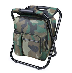 Portable folding fishing chair with cooler bag