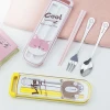 Portable Travel Stainless Steel Spoon Fork Chopsticks Kids Cutlery Set With Case