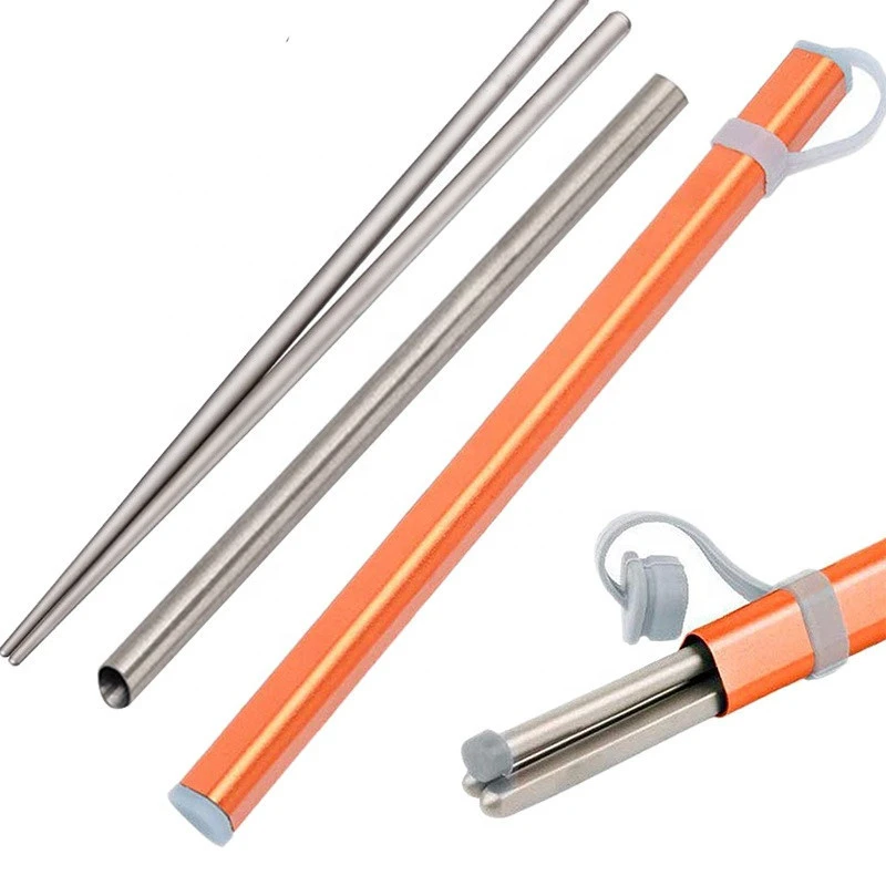 Portable Utensils  Camping Cutlery Set, 2-Piece  Cleaning Brush Straw  titanium chopsticks