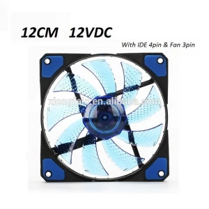 Powerful 12cm PC Computer 15 LED Fan 120mm 12V Heatsink Cooler Cooling Fan with Anti-Vir For Mining Rig Case