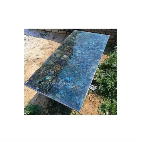 Premium Quality Dining Kitchen Counter Labradorite Table Top Slab for Garden Decor Available for Sale from India