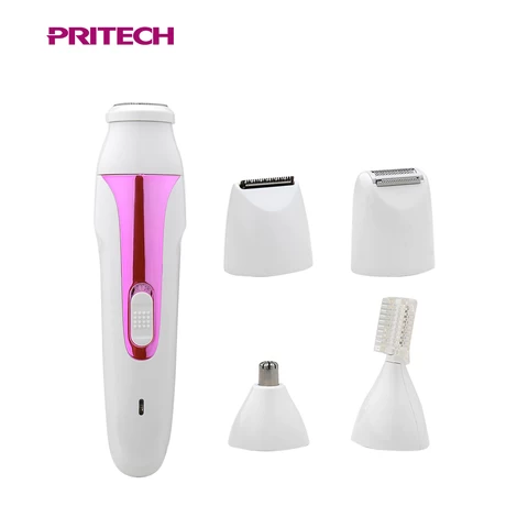 PRITECH 5 in 1 Lady Beauty Set IPX4 Whatproof USB Rechargeable Eyebrow Shaver Nose Trimmer Electric Lady Shaver
