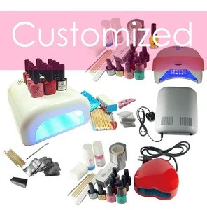 private label gel nail kit with nail tools and lamp