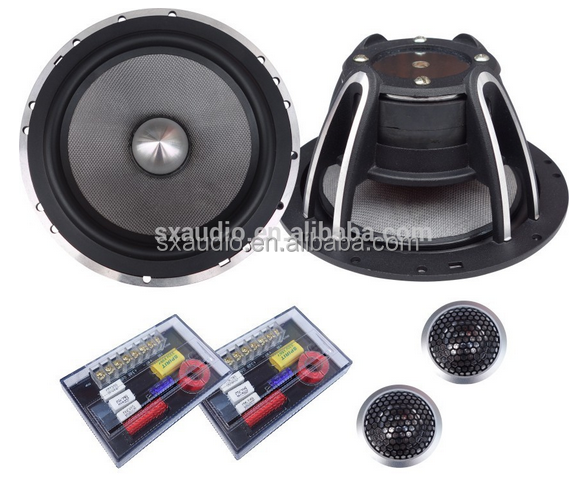 Professional 2-way car component speaker 6.5&quot; woofer Aluminum casing high end tweeter with passive crossover