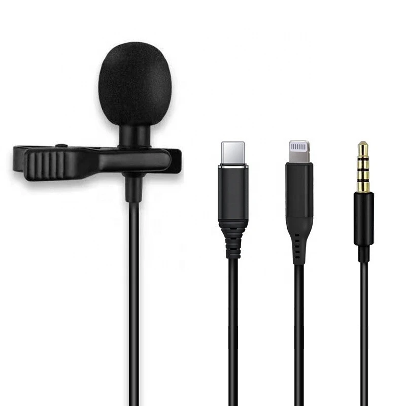 Professional Lavalier Lapel Microphone Omnidirectional Condenser Mic for iPhone Android Smartphone for Youtube Interview Video