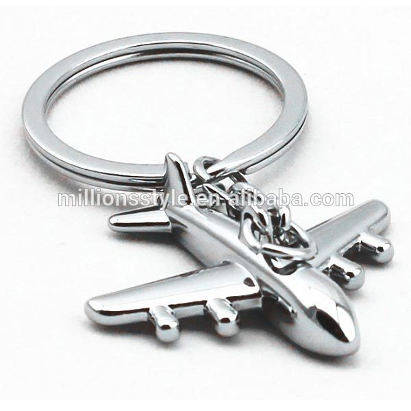promotional sale 3D airplane shape key tag custom metal aircraft keychain