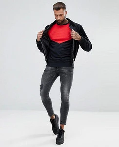 Pullover Sportwear French Terry Wholesale Blank Sweatshirt Crew Neck/High Quality Men Sweatshirt With Striped Sleeve
