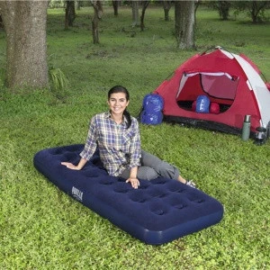 Pvc custom comfortable inflatable sleep flocking air cushion, single camping air mattress