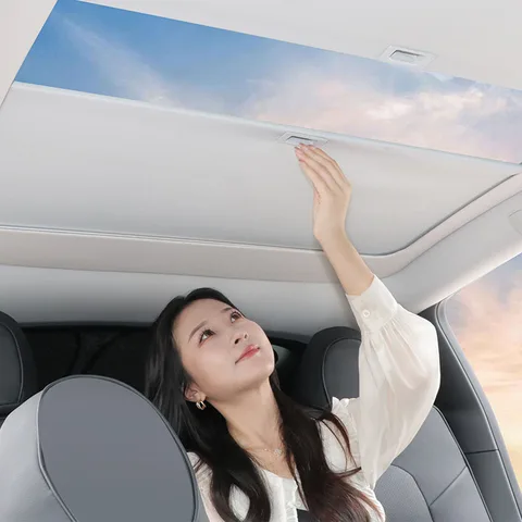 2025 Tesla Model Y Juniper Roof Sunshade - Glass Roof Sunshade With UV Protection & Heat Blocking (Black)