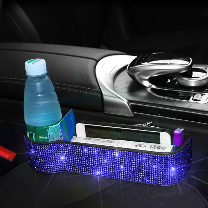 Rhinestones Crystal Blue Luxury Car Seat belt cover pad Armrest cover Steering wheel cover Auto Interior Accessories