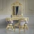 Import Rococo Carved Wood Dressing Table, French Style Louis XV Wooden and Velvet Dresser with Mirror and Stool for Bedroom from China