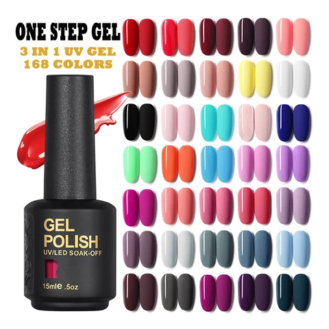 RONIKI nail art salon enamel uv gel custom private label fast dry 3 in 1 soak off custom 15ml one step gel polish