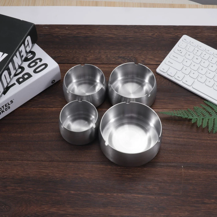 Round Customize Stainless Steel Cigarette Cigar Ashtray Set Home Office Decoration Desktop Smoking Ash Tray
