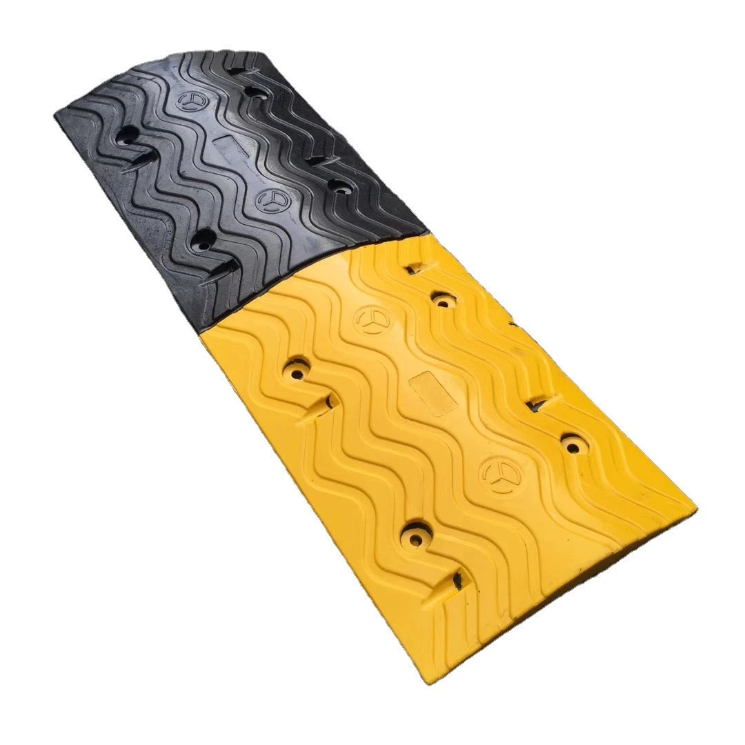 Rubber speed bump 1meter yellow and black road ramp speed hump road breaker for driveway safety
