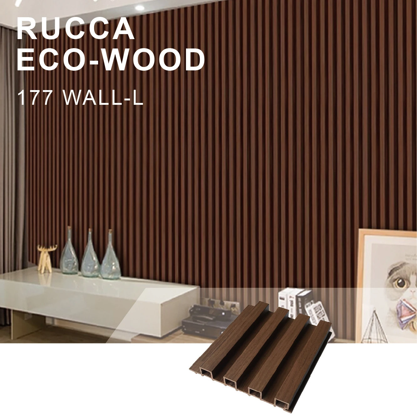 Rucca wood plastic composite wall panels, interior decoration for prefab homes, 177*21.5mm building materials