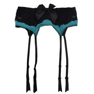 Sexy lingerie lace tempting garter belt with bow sexy ladies waist trainer sexy black women garter belt