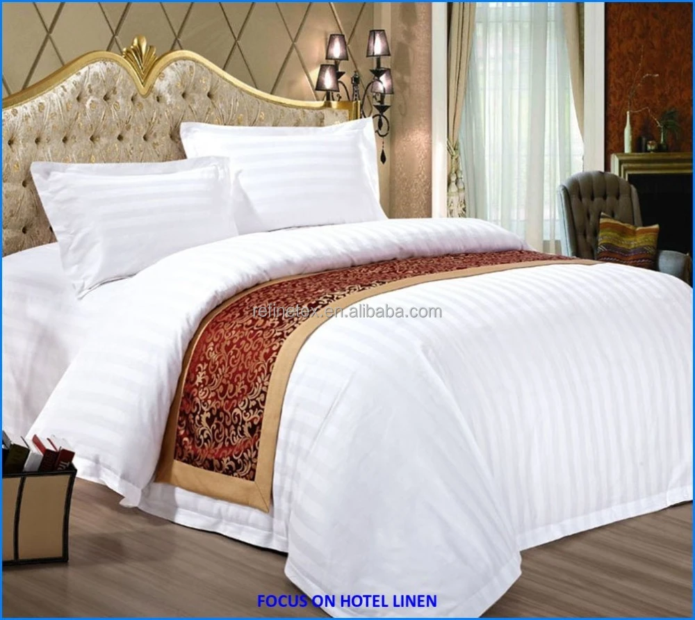 SHANGHAI OEM 5 Star Hotel Used Egyptian Cotton Plain Fabric Hotel Linen Bed